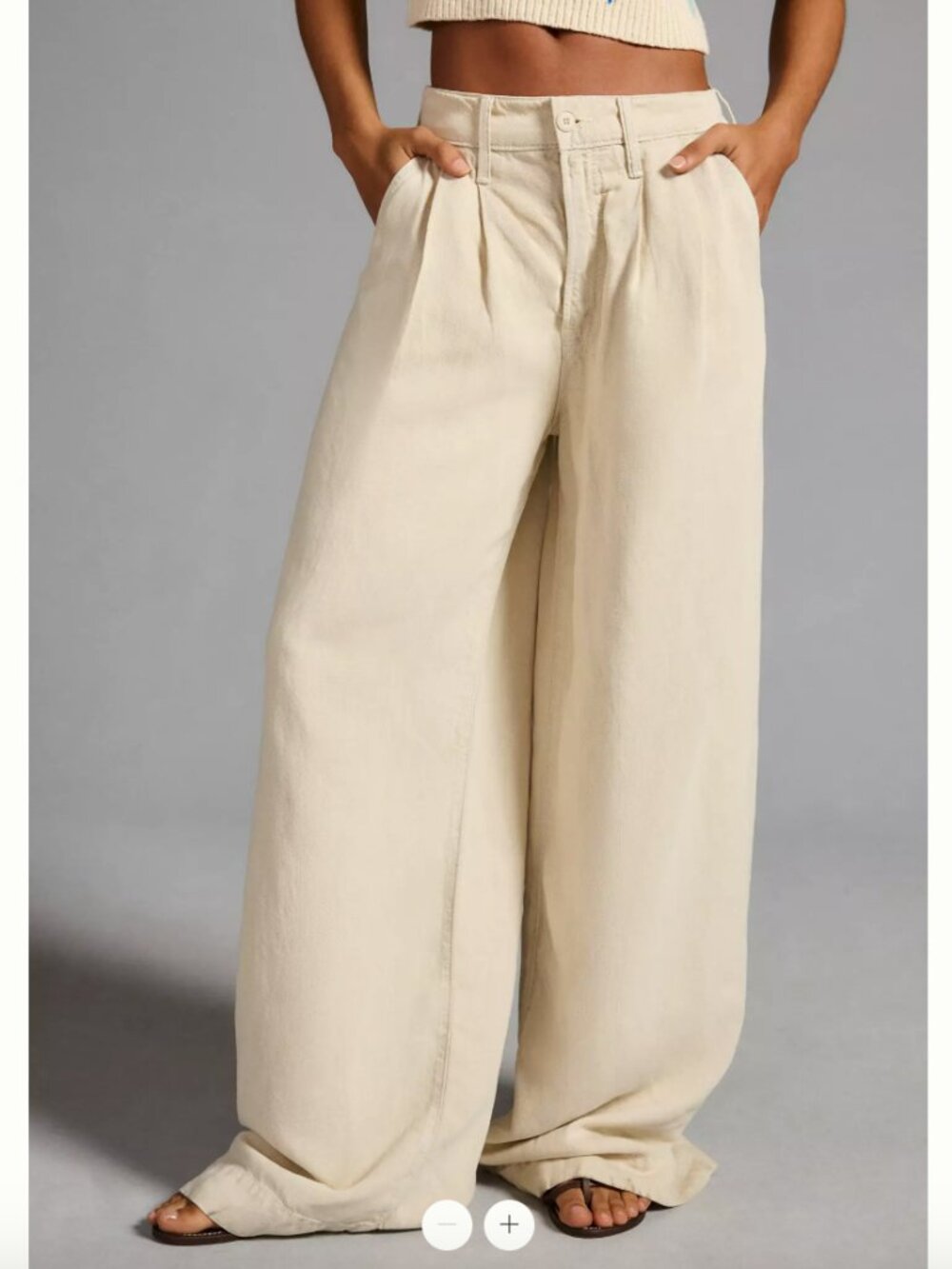 MOTHER High-Rise Pouty Prep Heel Pant, Linen Blend, Light Beige, Size 27